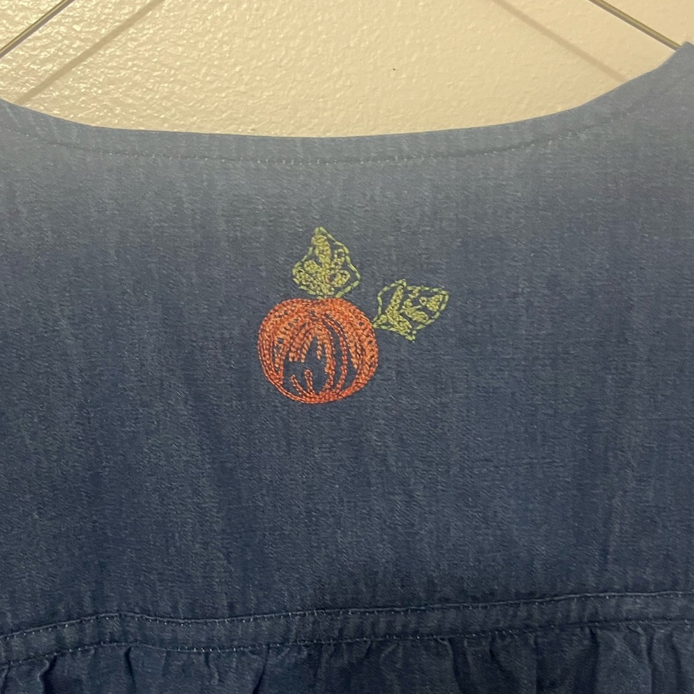 Embroidered Blue Maxi Denim Dress. Size Large. NWOT - Picture 5 of 6